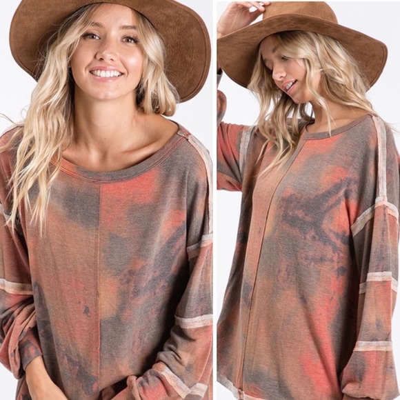 TIE DYE print vintage style knit top - Picture 2 of 8